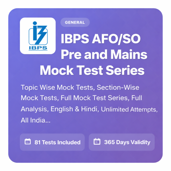 IBPS AFO/SO Pre & Mains Mock Test Series