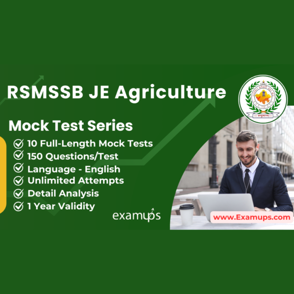 RSMSSB Junior Engineer Agriculture Mock Test Series in English (10 Tests)