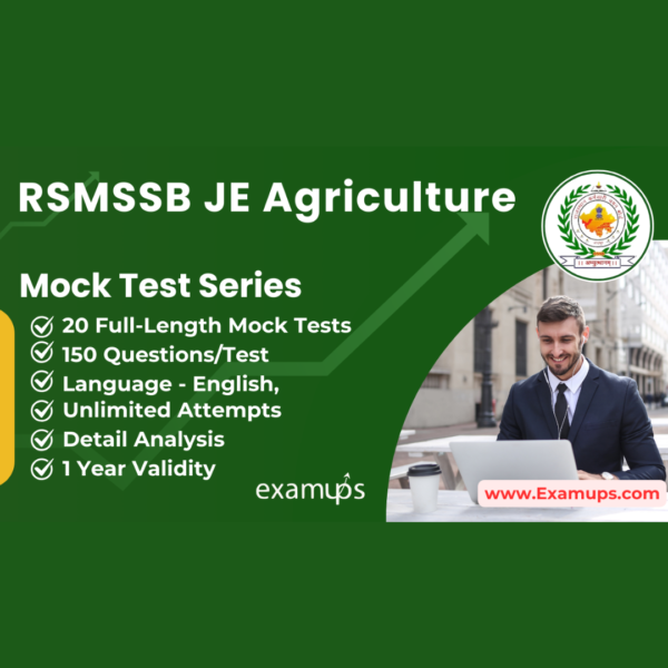 RSMSSB Junior Engineer Agriculture Mock Test Series in English (20 Tests)