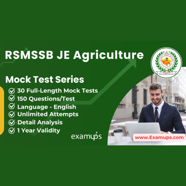 RSMSSB Junior Engineer Agriculture Mock Test Series in English (30 Tests)