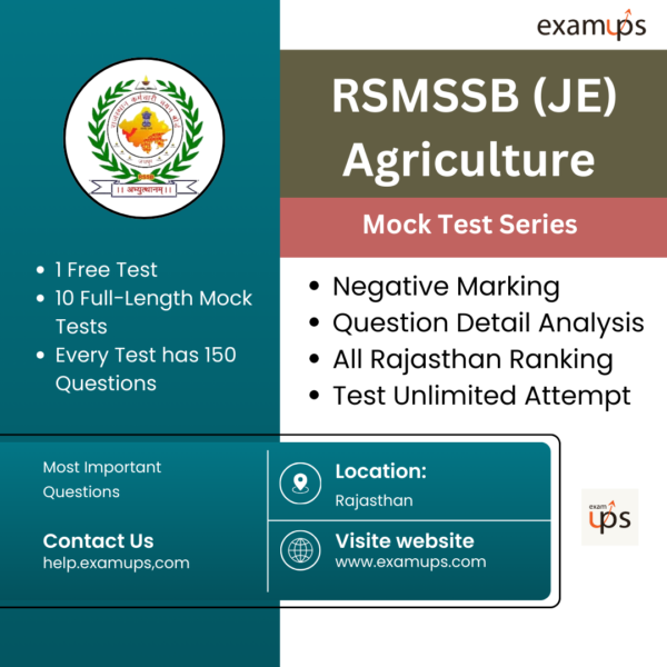 RSMSSB Junior Engineer (JE) Agriculture Mock Test Series