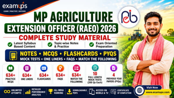 MP Agriculture Extension Officer (RAEO) Study Material Notes, Practice MCQ, Flashcards, Match the Following, FAQs, PYQs, One Liner Facts