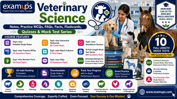 Veterinary Science Notes, Practice MCQs, FAQs, Facts, Flashcards, Quizzes & Mock Test Series