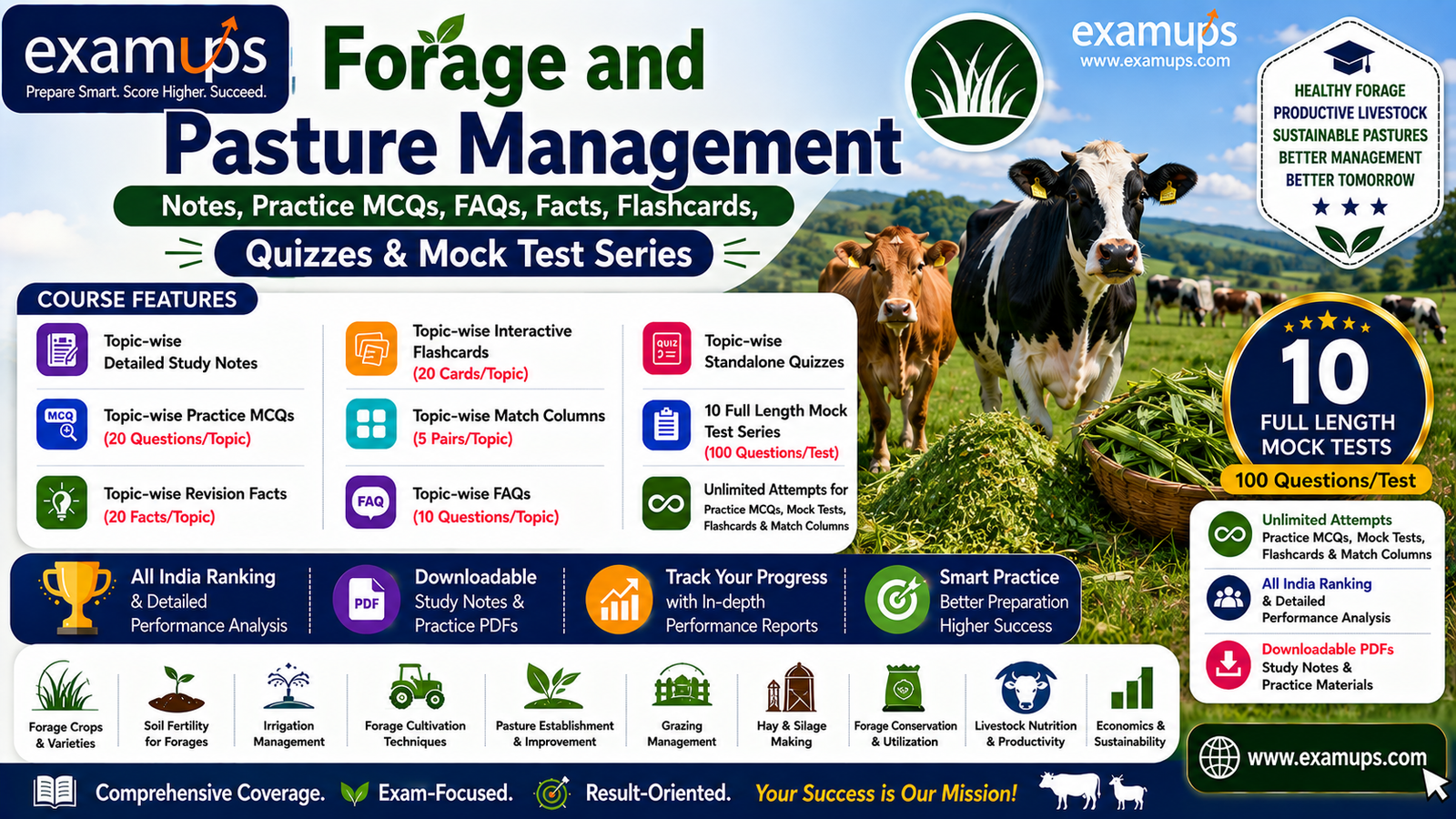 Forage and Pasture Management Notes, Practice MCQs, FAQs, Facts, Flashcards, Quizzes & Mock Test Series course thumbnail